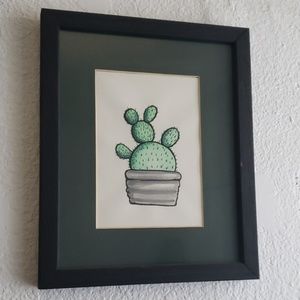 Framed Cactus painting
